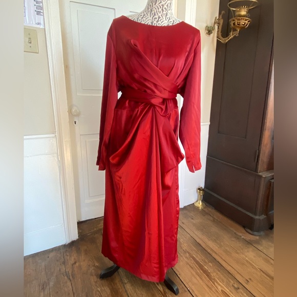 Red Eloquii Tie Front Dress - Picture 2 of 5